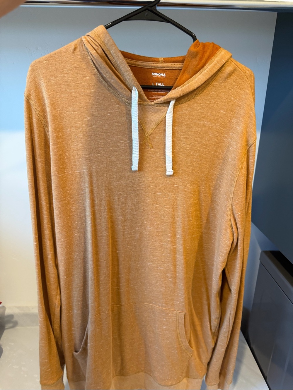 Sonoma Men’s Lightweight Hoodie in Burnt Orange with White Drawstrings